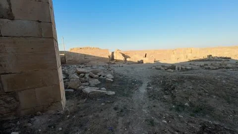 Ancient Stone Ruins Under Clear Sky, Hatra Iraq Stock Photos