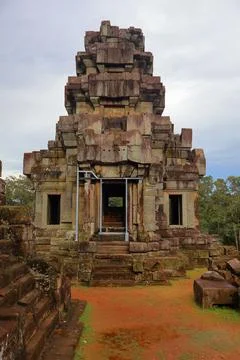 Ancient Stone Sanctuary Tower at Ta Keo Temple in Angkor Archaeological Park Stock Photos