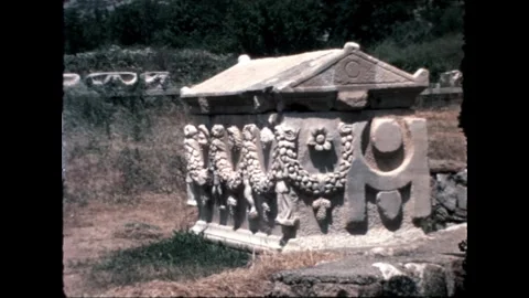 Ancient Stone Sarcophagus Video stock 277585181