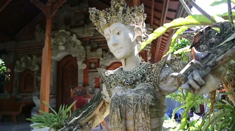 Ancient Stone Sculpture - Statue in the house in Bali, indonesia Stock Footage 62921176