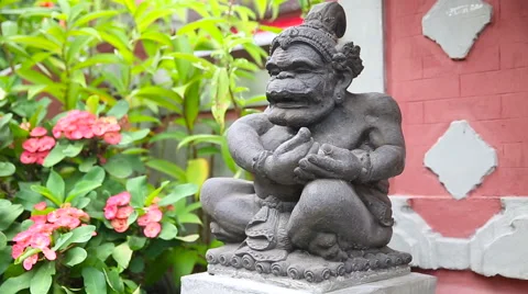 Ancient Stone Sculpture - Statue in the house in Bali, indonesia Stock Footage 62942990