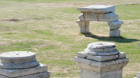 Ancient stone  situated in Sardis Ancient City  At Manisa Turkey Stock Footage 322990013