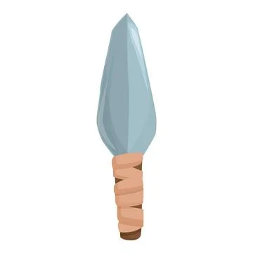 Ancient stone spear point wrapped with rope on white background Stock Illustration