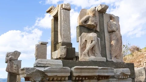Ancient stone statues against the sky Stock Footage 77451704