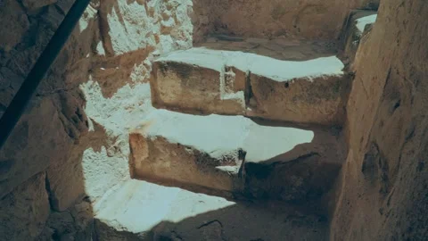 Ancient stone steps bathed in bright sunlight Stock Footage 346376542