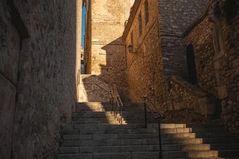 Ancient stone streets wind through the architectural wonders of Cuenca, Spa.. Foto stock