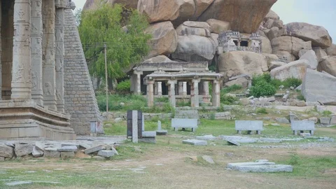 Ancient stone structures of buildings ruined over time. Stockbeeldmateriaal 105288334