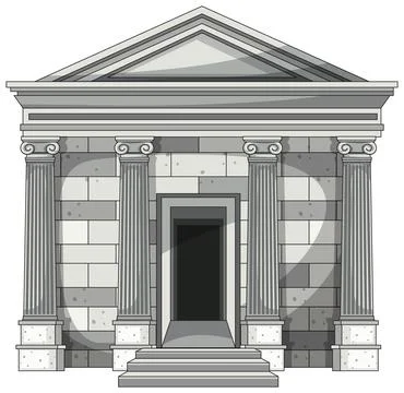 Ancient Stone Temple Entrance with Classical Columns Stock Illustration