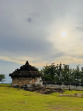 Ancient Stone Temple Under Cloudy Sky. Candi Ijo Temple Yogyakarta Stock Photos