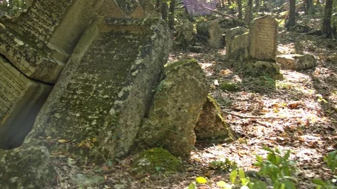 Ancient stone tombstones Video stock 80408804