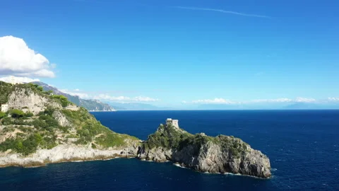 Ancient stone tower on Capo di Conca coast Stock Footage 164781341