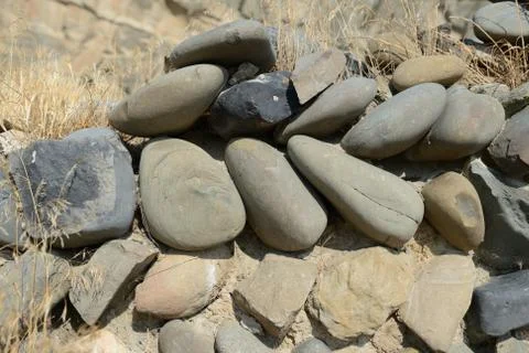 Ancient stone wall background and texture Stock Photos