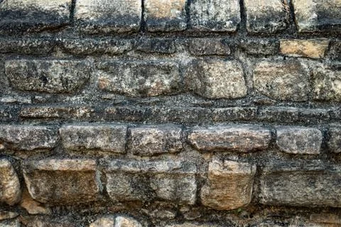 Ancient stone wall texture temple sri lanka Stock Photos