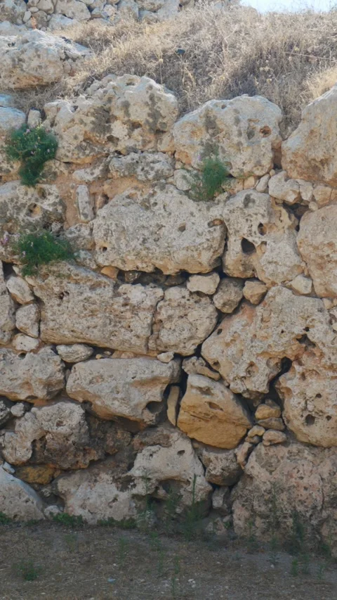 Ancient Stone Wall Texture Vertical Video for Mobile and Social Media Stock Footage 340001898