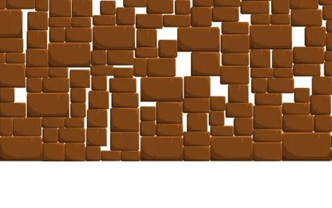 Ancient stone wall on the white background Stock Illustration