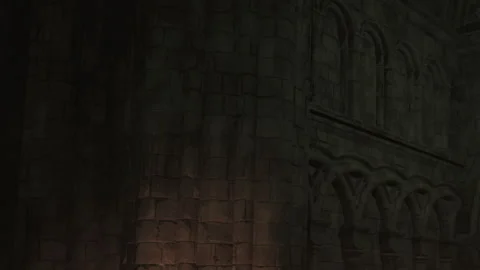 Ancient stone walls stand tall under dim lighting at a historical site Stock Footage 343522715
