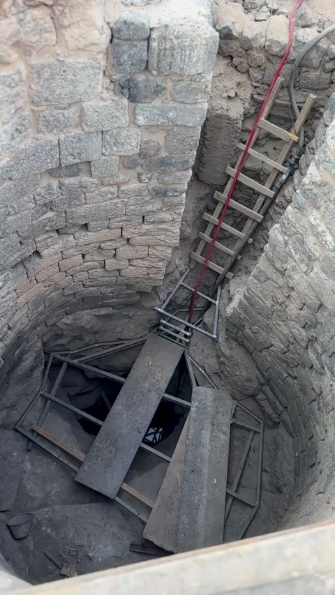 Ancient Stone Well Excavation Site Stock Footage 340418142