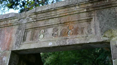 Ancient structure with an engraved date of construction - 1888 Stock Footage 164258081