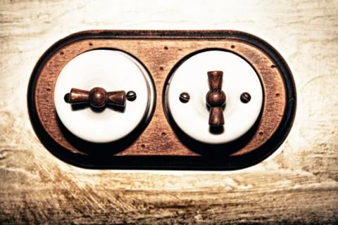 Ancient style double light switch Stock Photos