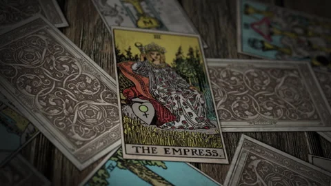 Ancient Supernatural Spell Calls Upon The Empress Tarot Card As Symbol Of Beauty Stock Footage 244190512