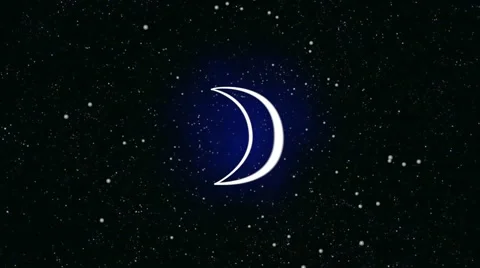 Ancient symbol for planet moon on animated space background Stock Footage 40449081