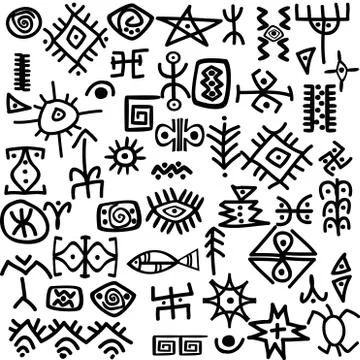 Ancient symbols set Stock Illustration