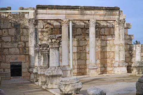 Ancient synagogue at Capernaum Stock Photos