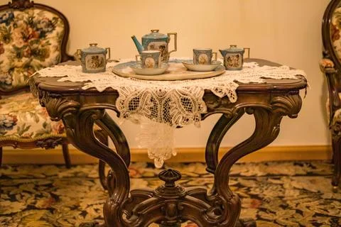 Ancient table in the palace of Paul the First Fotos Stock