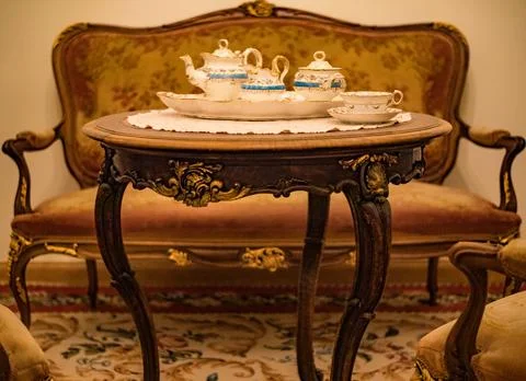 Ancient table in the palace of Paul the First Stock Photos