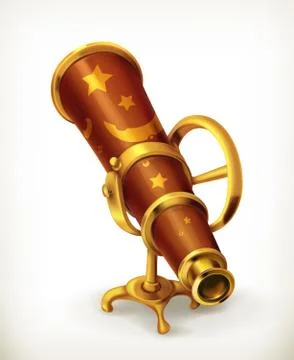 Ancient telescope, vector icon Illustrazione stock