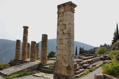 Ancient temple of Apollo at Delphi, Greece Stock-Fotos