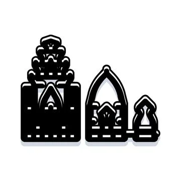 Ancient temple architectural element black outline icon Ilustración de archivo