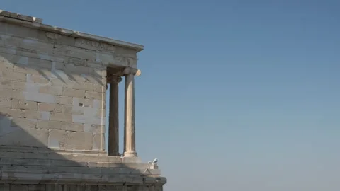 Ancient Temple of Athena Nike under Bright Summer Sky Stock Footage 314574789
