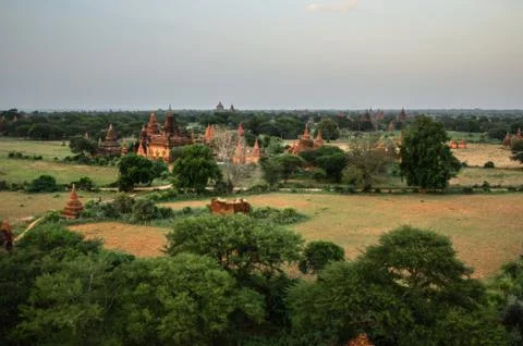 Ancient temple in bagan after sunset , myanmar Foto stock