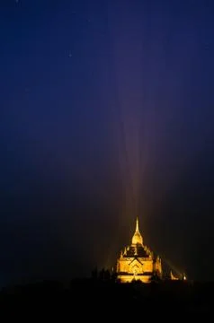 Ancient temple in Bagan with night star , Myanmar Stock Photos