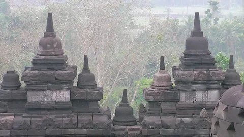 Ancient Temple of Borobudur. The island of Java. Yogyakarta. Video stock 81857447