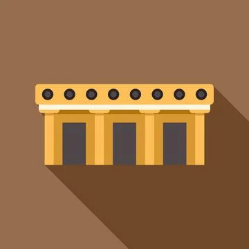 Ancient temple building flat design vector illustration Ilustración de archivo