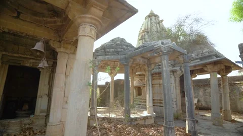 Ancient Temple with Carved Pillars Stock Footage 322159000