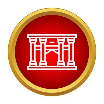 Ancient temple columns logo icon line drawing Ilustración de archivo