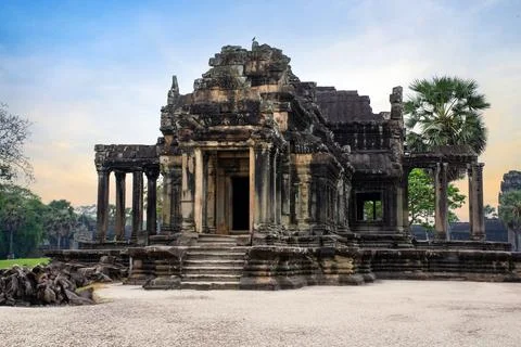 Ancient temple complex in honor of the god Vishnu Angkor Wat in Cambodia. Stock Photos