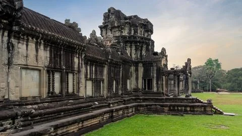 Ancient temple complex in honor of the god Vishnu Angkor Wat in Cambodia. Stock Photos