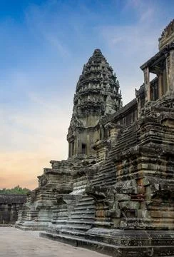 Ancient temple complex in honor of the god Vishnu Angkor Wat in Cambodia. Foto stock