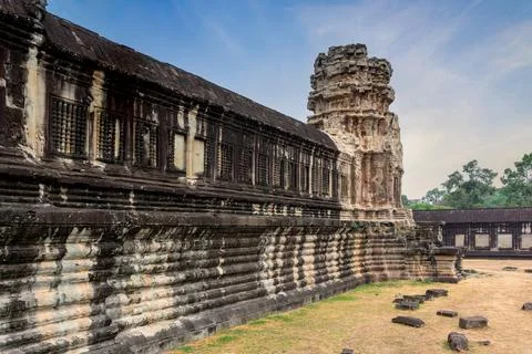 Ancient temple complex in honor of the god Vishnu Angkor Wat in Cambodia. Foto stock