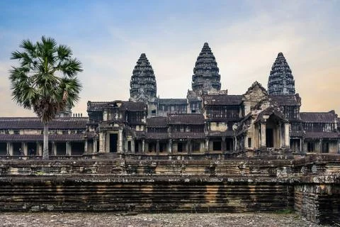 Ancient temple complex in honor of the god Vishnu Angkor Wat in Cambodia. Stock Photos