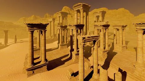 Ancient temple in the desert Ilustración de archivo