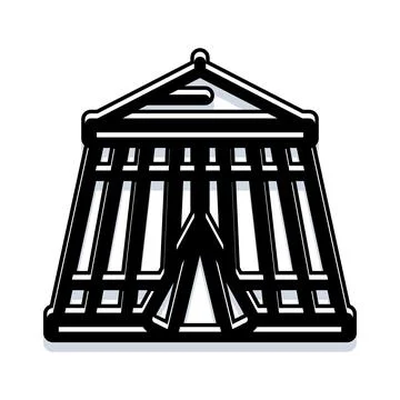 Ancient temple facade icon representing history and justice Ilustración de archivo