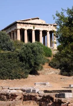 Ancient temple of hephaestus Stock Photos