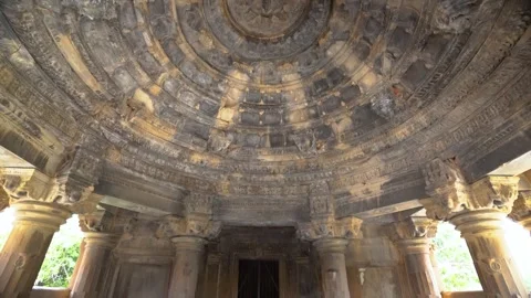 Ancient Temple Interior with Stone Columns at Sahastra Bahu Temple, Rajasthan Stock Footage 311002184
