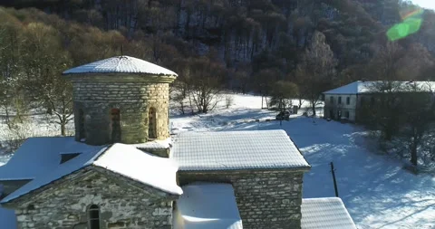 Ancient temple in the mountains of the North Caucasus Stock Footage 162506111