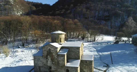 Ancient temple in the mountains of the North Caucasus Stock Footage 162506412